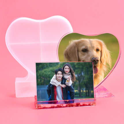Heart-shaped Square Photo Frame Display DIY Silicone Mould, Spec: L (Heart-shaped)-garmade.com