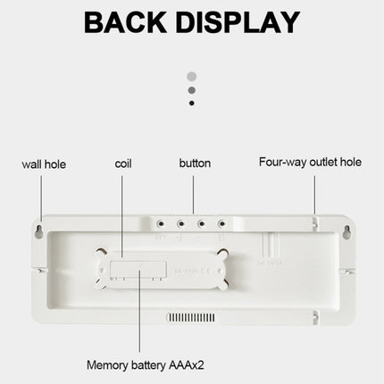 6629 13 Inch Multifunctional LED Living Room Large Screen Wall Clock(White Shell Orange Light)-garmade.com