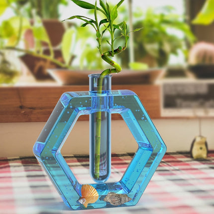 DIY Crystal Epoxy Test Tube Cultivation Vase Silicone Mould, Spec: Hexagon+2Pcs Blue-garmade.com