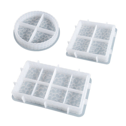 2 PCS DIY Round and Square Diamond Pattern Storage Tray Silicone Mold, Specification: Square-garmade.com