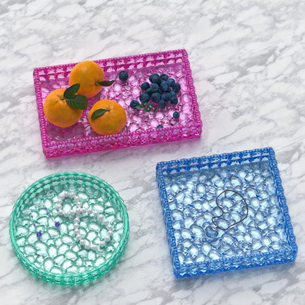 2 PCS DIY Round and Square Diamond Pattern Storage Tray Silicone Mold, Specification: Square-garmade.com