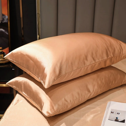 2 Pairs Ice Silk Pillowcase Home Textile Bedding, Size: 50x90cm(Camel Color)-garmade.com