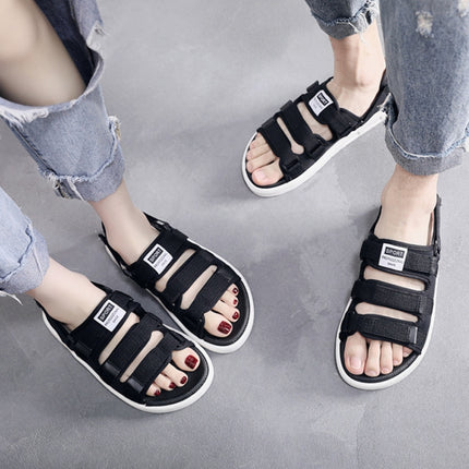 Summer Slippers Dual-purpose Beach Shoes Men Sandals, Size: 38(Black+White)-garmade.com