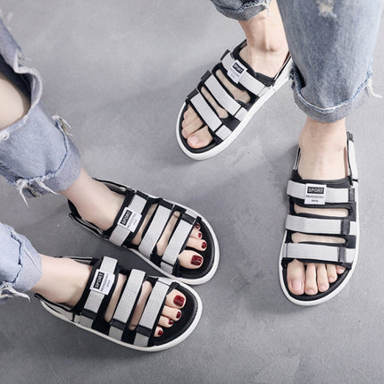 Summer Slippers Dual-purpose Beach Shoes Men Sandals, Size: 38(Gra+White)-garmade.com