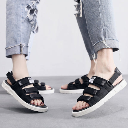 Summer Slippers Dual-purpose Beach Shoes Men Sandals, Size: 44(Gra+White)-garmade.com