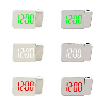 8590 LED Mirror Projection Automatic Semi-bright Electronic Clock(White Shell+Red Light)-garmade.com