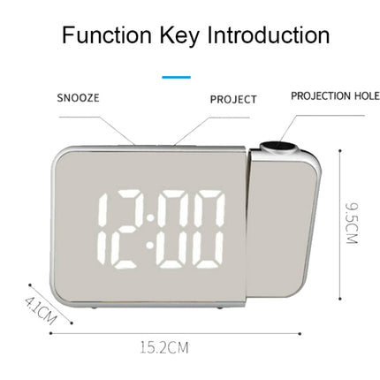 8590 LED Mirror Projection Automatic Semi-bright Electronic Clock(White Shell+Green Light)-garmade.com