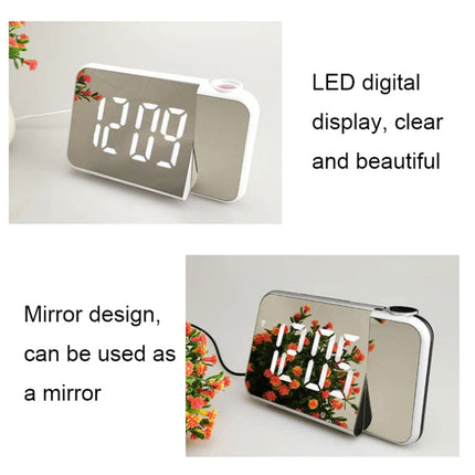 8590 LED Mirror Projection Automatic Semi-bright Electronic Clock(White Shell+Red Light)-garmade.com