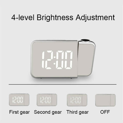 8590 LED Mirror Projection Automatic Semi-bright Electronic Clock(White Shell+Green Light)-garmade.com