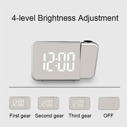 8590 LED Mirror Projection Automatic Semi-bright Electronic Clock(White Shell+Red Light)-garmade.com