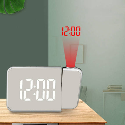 8590 LED Mirror Projection Automatic Semi-bright Electronic Clock(Black Shell+White Light)-garmade.com