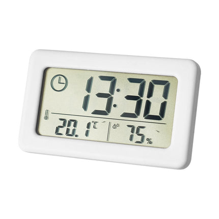 YD005 Mini Light and Thin LCD Screen Temperature/Humidity Meter Electronic Clock(White)-garmade.com