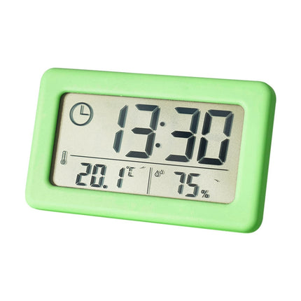 YD005 Mini Light and Thin LCD Screen Temperature/Humidity Meter Electronic Clock(Green)-garmade.com