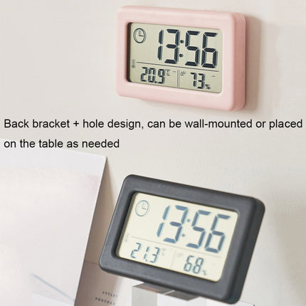 YD005 Mini Light and Thin LCD Screen Temperature/Humidity Meter Electronic Clock(White)-garmade.com