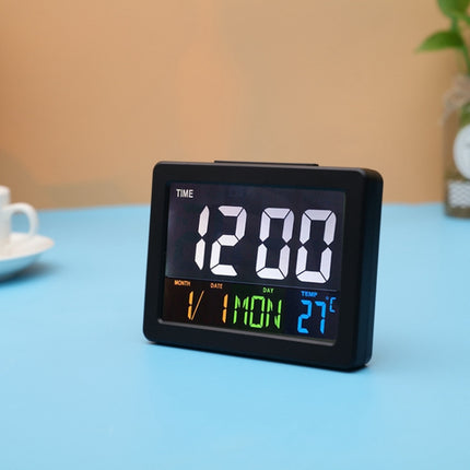 G2000 Color Screen Date Temperature Display Alarm Clock Desk Clock(Black)-garmade.com