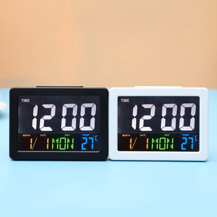 G2000 Color Screen Date Temperature Display Alarm Clock Desk Clock(Black)-garmade.com