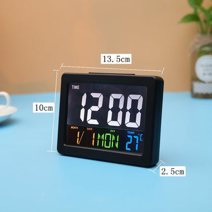 G2000 Color Screen Date Temperature Display Alarm Clock Desk Clock(Black)-garmade.com