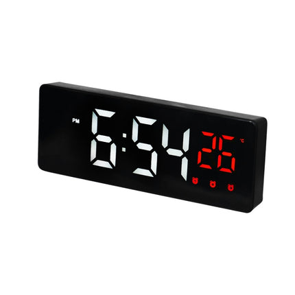 0715 Voice-activated LED Mute Date Temperature Display Electronic Clock(Black Surface Red Light)-garmade.com