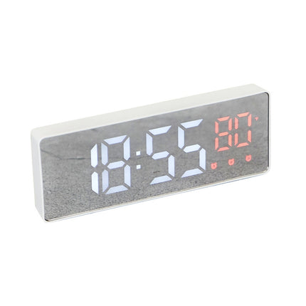 0715 Voice-activated LED Mute Date Temperature Display Electronic Clock(White Shell Red Light)-garmade.com