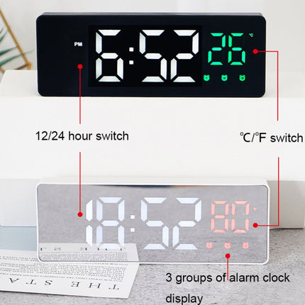 0715 Voice-activated LED Mute Date Temperature Display Electronic Clock(Black Shell Red Light)-garmade.com