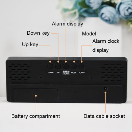 0715 Voice-activated LED Mute Date Temperature Display Electronic Clock(Black Shell Blue Light)-garmade.com