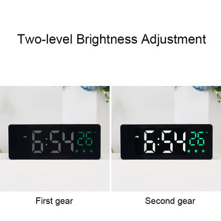 0715 Voice-activated LED Mute Date Temperature Display Electronic Clock(White Shell Blue Light)-garmade.com