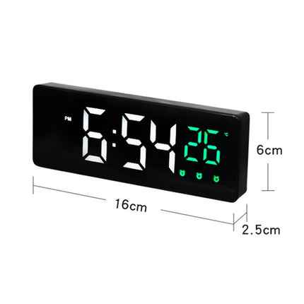 0715 Voice-activated LED Mute Date Temperature Display Electronic Clock(Black Surface Blue Light)-garmade.com