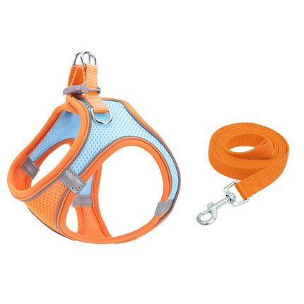 TM050 Pet Chest Strap Vest Type Breathable Reflective Traction Rope XXXS(Blue Orange)-garmade.com