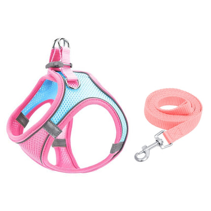 TM050 Pet Chest Strap Vest Type Breathable Reflective Traction Rope XXS(Blue Pink)-garmade.com