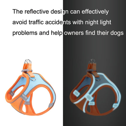 TM050 Pet Chest Strap Vest Type Breathable Reflective Traction Rope XXS(Vitality Orange)-garmade.com