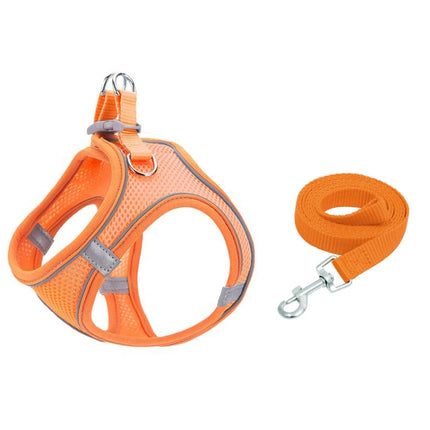 TM050 Pet Chest Strap Vest Type Breathable Reflective Traction Rope S(Vitality Orange)-garmade.com