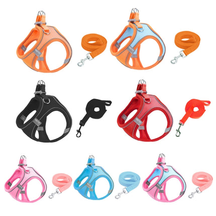 TM050 Pet Chest Strap Vest Type Breathable Reflective Traction Rope S(Blue Pink)-garmade.com
