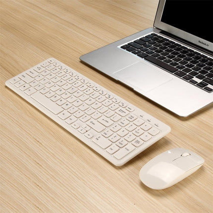 MLD-568 Office Gaming Mute Wireless Mouse Keyboard Set(White)-garmade.com