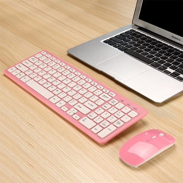 MLD-568 Office Gaming Mute Wireless Mouse Keyboard Set(Pink)-garmade.com