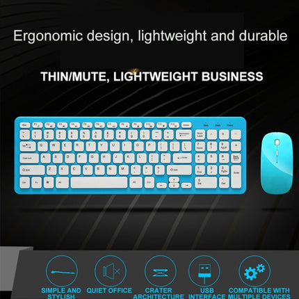 MLD-568 Office Gaming Mute Wireless Mouse Keyboard Set(Blue)-garmade.com
