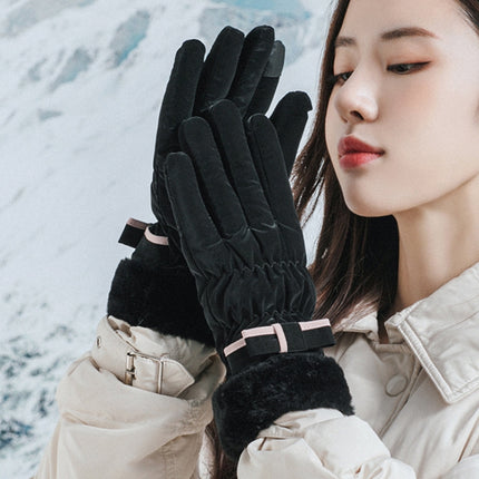 1 Pair YR205 Winter Warm Plus Fleece Mouth Driving Riding Sports Gloves, Size: Free Code(Black)-garmade.com