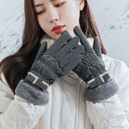 1 Pair YR205 Winter Warm Plus Fleece Mouth Driving Riding Sports Gloves, Size: Free Code(Gray)-garmade.com