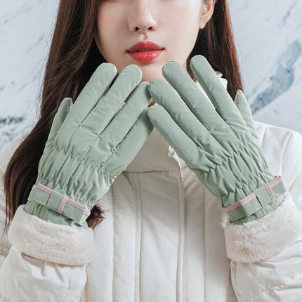 1 Pair YR205 Winter Warm Plus Fleece Mouth Driving Riding Sports Gloves, Size: Free Code(Mint green)-garmade.com