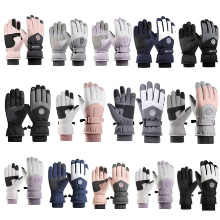 1 Pair Outdoor Cycling Sports Cold and Windproof Warm Finger Gloves, Style: Male Type (Black Gray)-garmade.com