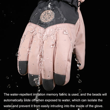 1 Pair Outdoor Cycling Sports Cold and Windproof Warm Finger Gloves, Style: Female Type (Pink Gray)-garmade.com