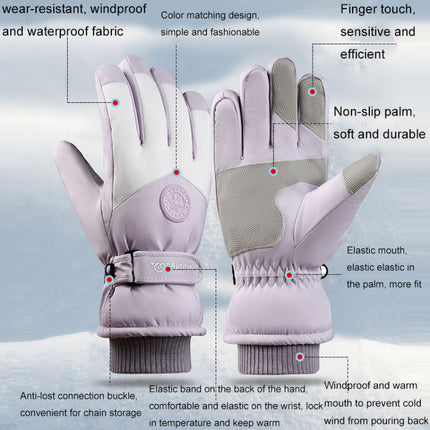 1 Pair Outdoor Cycling Sports Cold and Windproof Warm Finger Gloves, Style: Female Type (Gray Pink)-garmade.com