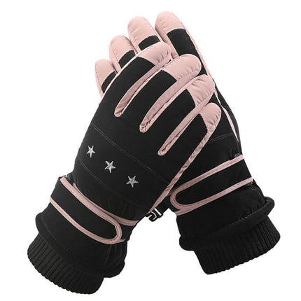 1 Pair WZ-204 Outdoor Warm And Windproof Thickened Cycling Sports Anti-fall Gloves, Size: Free Code(Black Pink)-garmade.com