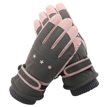 1 Pair WZ-204 Outdoor Warm And Windproof Thickened Cycling Sports Anti-fall Gloves, Size: Free Code(Gray Pink)-garmade.com