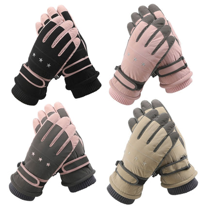 1 Pair WZ-204 Outdoor Warm And Windproof Thickened Cycling Sports Anti-fall Gloves, Size: Free Code(Pink Gray)-garmade.com