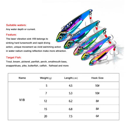 PROBEROS DW559 Colorful VIB Sequenant Far Subsidine Lure Bait, Specification: 5g-garmade.com