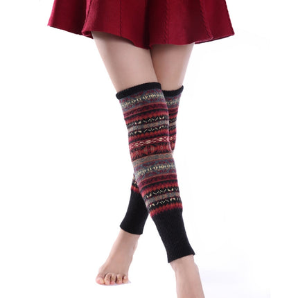 Winter Fluorescent Thickened Wool Pile Socks Women Over-the-knee Warm Leggings(Bottom Black)-garmade.com