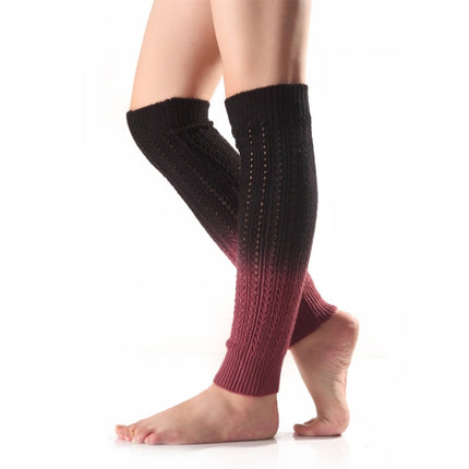 Autumn and Winter Women Soft Cashmere Gradient Pile Socks Boot Cover(Black)-garmade.com