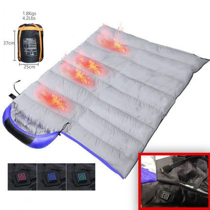 USB Electric Heating Down Cotton Sleeping Bag 3-speed Temperature Adjustment (180+30)x75cm(Orange)-garmade.com