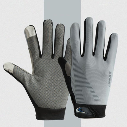 1 Pair QX0002 Sports Sunscreen Touch Screen Non-slip Wear Resistant Shock Absorbing Cycling Gloves, Size: Average code(Grey)-garmade.com