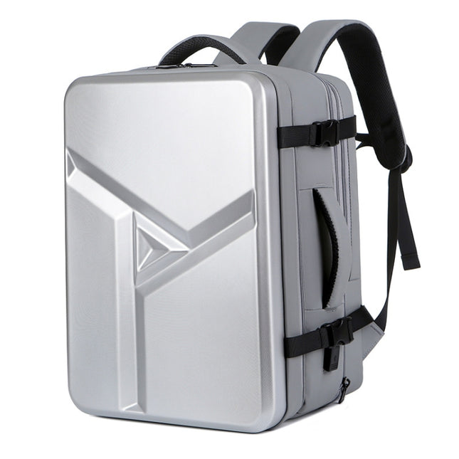 Large-capacity Waterproof Expandable Hard Shell Backpack with USB Charging Hole(161 Light Grey)-garmade.com